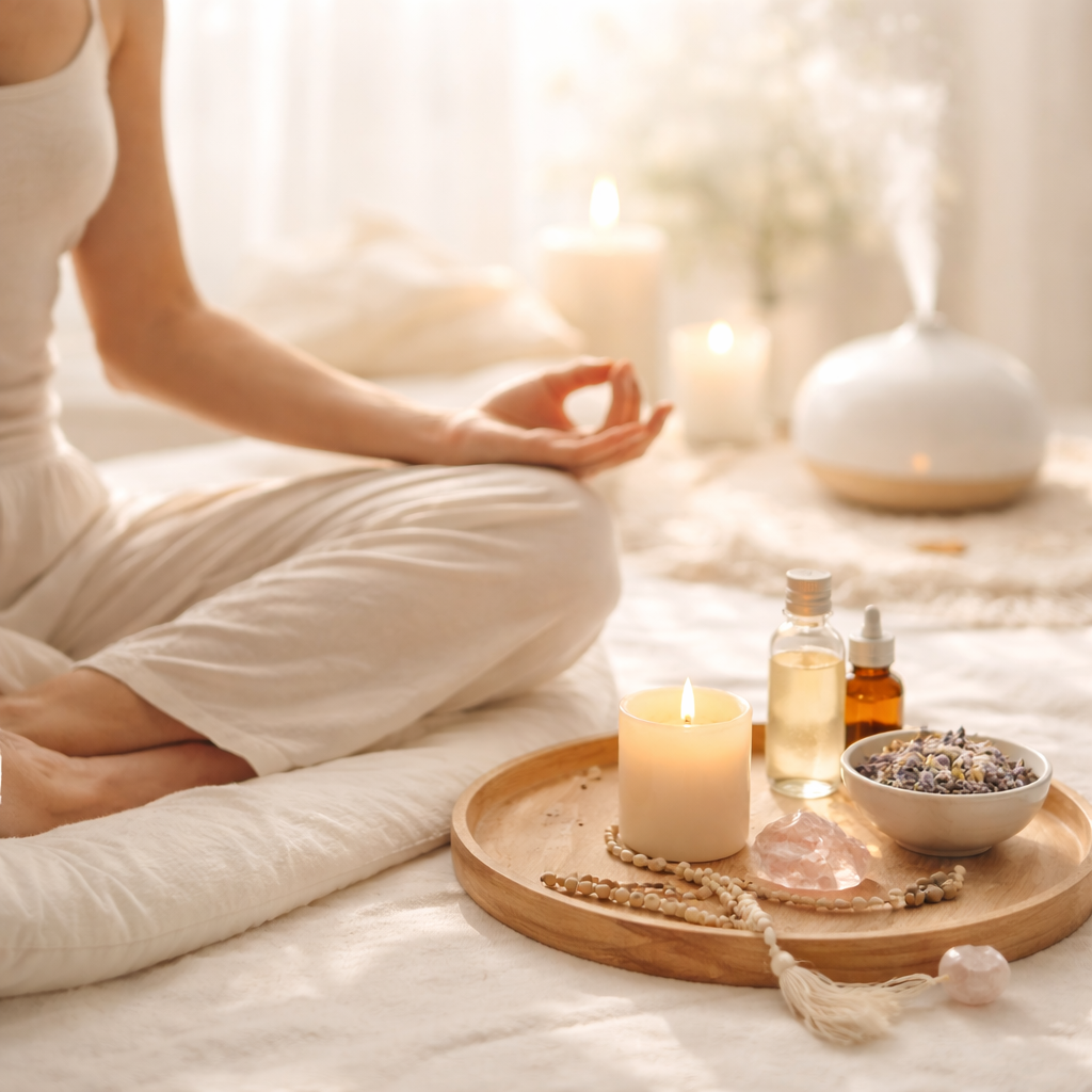 Stress management and relaxation techniques including breathwork and meditation for nervous system regulation